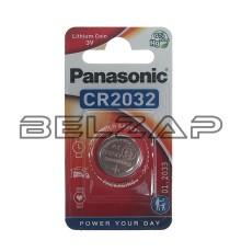 Батарейка CR2032 3V таблетка (пульт сигнализации,ключ) блистер (1шт.) Lithium Power, CR-2032EL/1B CR2032 BL1, PANASONIC