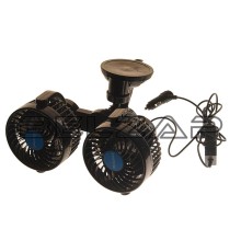 Вентилятор в салон 12V двойной на присоске синий, HX-T707E DC12V blue, MITCHELL