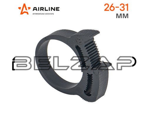 Хомут 26-31/9 мм, силовой замок, (ПА66) черный, ADHC003, AIRLINE