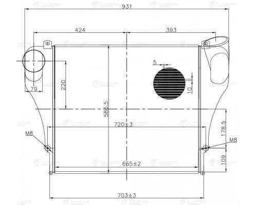 Охладитель КАМАЗ-54115, 65115 наддувочного воздуха Cummins ISLe LUZAR