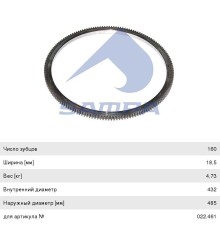 Венец маховика КАМАЗ-5490 MAN (D432/485 z=160) SAMPA