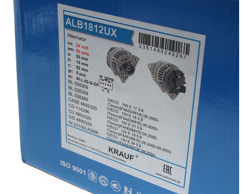 Генератор ПАЗ, КАМАЗ, IVECO дв.CUMMINS ISBe Е4, 6ISBe250 28В 90A (замена для 1986A00515) KRAUF
