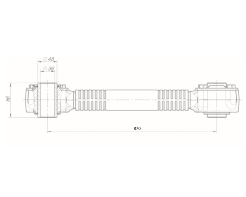 Штанга реактивная НЕФАЗ полуприцепа нерегулируемая с трубчатым РМШ L=870мм (задняя ось) ROSTAR