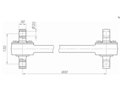 Штанга реактивная НЕФАЗ, КАМАЗ-5460 цельнокованая с двухопорным РМШ L=600мм (для а/м с пневмо) ROSTAR