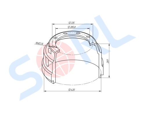 Барабан тормозной полуприцепа КАМАЗ 12т (10 отверстий) СЗАП SORL