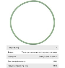 Кольцо уплотнительное SCANIA дв.DSC11 гильзы цилиндра (139.5x147.5x4) ELRING