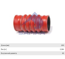 Патрубок MERCEDES Atego, Aхor интеркулера (85х85х200мм) SAMPA