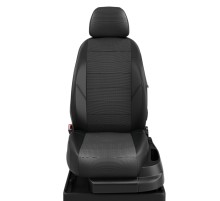 Авточехлы ГАЗель Next (3 высоких) экокожа-жаккард черные комплект AVTOLIDER