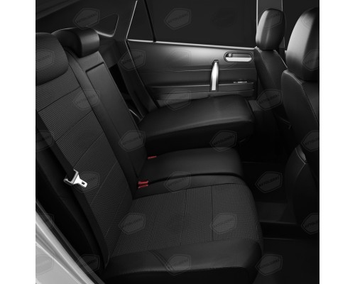 Авточехлы ГАЗель Next (3 высоких) экокожа-жаккард черные комплект AVTOLIDER