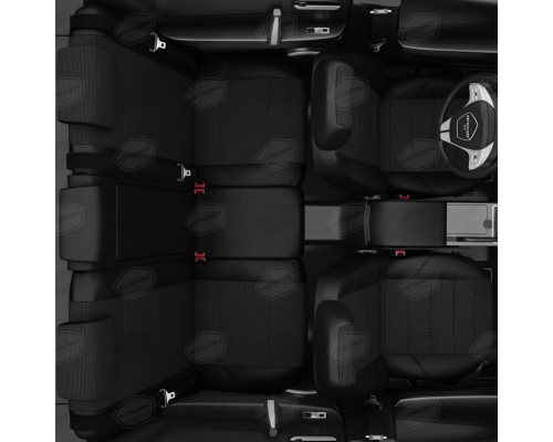 Авточехлы ГАЗель Next (3 высоких) экокожа-жаккард черные комплект AVTOLIDER