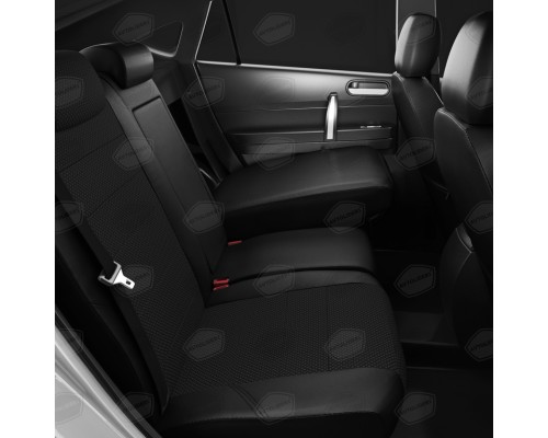 Авточехлы ГАЗель Next (3 высоких) экокожа-жаккард черные комплект AVTOLIDER