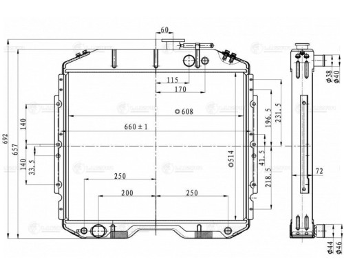 Радиатор ГАЗ-53 алюминиевый паянный LUZAR