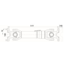 Вал карданный КАМАЗ среднего моста L=849мм ROSTAR