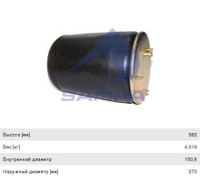 Пневморессора DAF 95 (без стакана) (3 шп.,  1шт. M16х1.5мм без отбойника) SAMPA