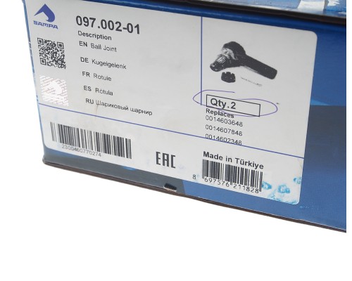 Наконечник рулевой тяги КАМАЗ-6520, 6460 DAF MAN MERCEDES RENAULT SCANIA VOLVO левый SAMPA