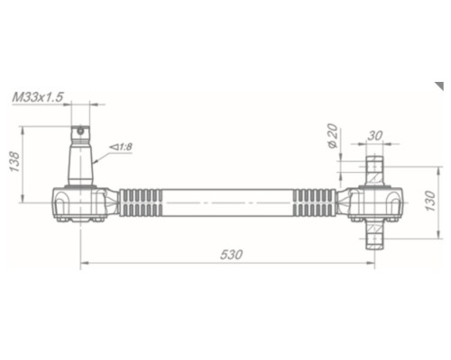Штанга реактивная КАМАЗ (кроме 6520-6460) обжимная с двухопорным и конусным РМШ (06-) ROSTAR