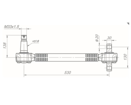 Штанга реактивная КАМАЗ (кроме 6520-6460) обжимная с двухопорным и конусным РМШ ROSTAR
