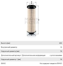 Фильтр топливный MAN TGA MANN