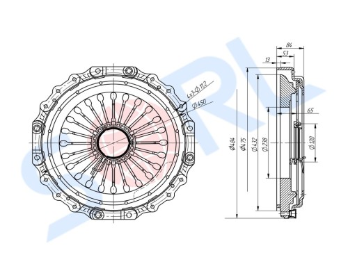 Корзина сцепления КАМАЗ-ЕВРО-2 (КПП-154;КПП-ZF-16S151) MFZ-430 SORL