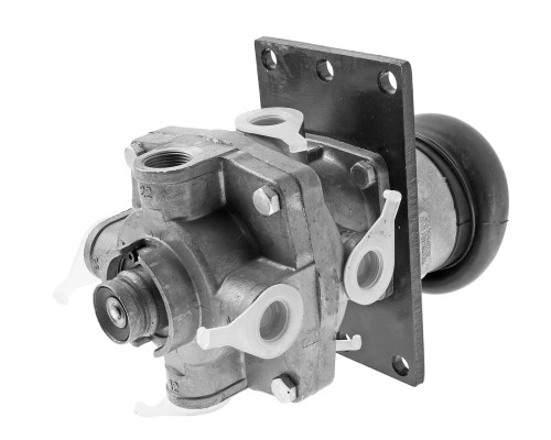 Кран ЗИЛ, КАМАЗ, МАЗ тормозной 2-х секционный с рычагом,  с креплением под шумоглушитель РААЗ