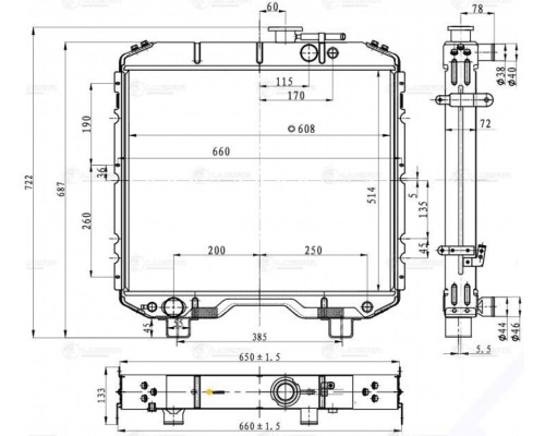 Радиатор ГАЗ-66 алюминиевый паянный LUZAR