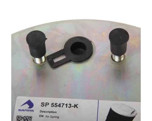 Пневморессора VOLVO FH12, FM, FL (металл. стакан) (1 вилка 6мм,  1 отв. M16х1.5мм+2 шп. M10мм) SAMPA