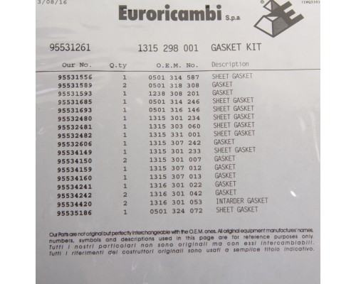 Прокладка КАМАЗ КПП ZF 16S151 комплект