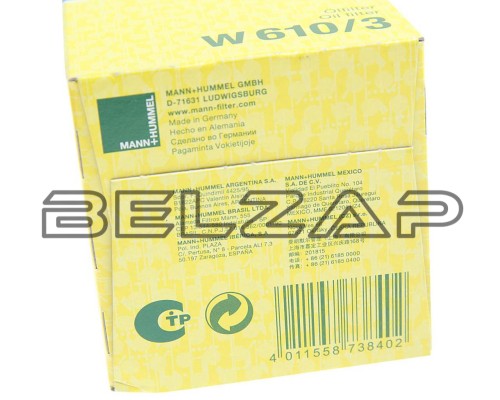 Фильтр масляный HONDA KIA MAZDA MITSUBISHI BAW, W610/3, MANN, арт. W610/3