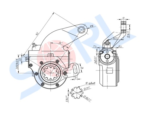 Рычаг тормоза регулировочный КАМАЗ-4326, 44108, 6426 передний правый SORL