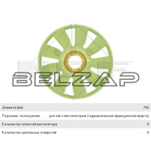 Крыльчатка TGA,TGL вентилятора (9 лопастей, d=704мм), 49832, NRF
