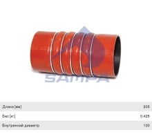 Патрубок интеркулера КАМАЗ-5490 MERCEDES (100х100х210мм) SAMPA