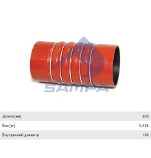 Патрубок интеркулера КАМАЗ-5490 MERCEDES (100х100х210мм) SAMPA