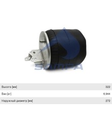 Пневморессора VOLVO FH, FM (металлический стакан) (1шп-шт. M16х24мм+кронштейн 4 отв.) SAMPA