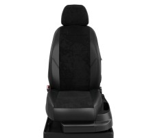 Авточехлы ГАЗель Next (1 низкий,  2 высоких) экокожа-алькантара черные комплект AVTOLIDER