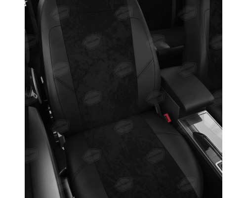 Авточехлы ГАЗель Next (1 низкий,  2 высоких) экокожа-алькантара черные комплект AVTOLIDER