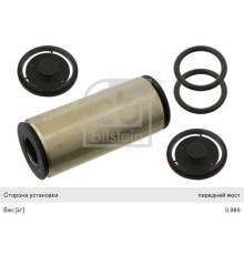 Ремкомплект RENAULT Magnum пальца рессоры передней (втулки, болты, гайки, кольца, шайбы) FEBI