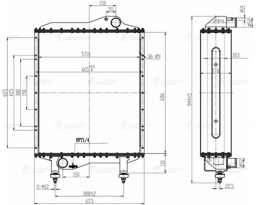 Радиатор МТЗ-2022 алюминевый 5-ти рядный LUZAR