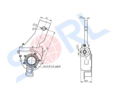Рычаг тормоза регулировочный SHAANXI SHACMAN передний (мост Hande 165мм, 9.5т) SORL