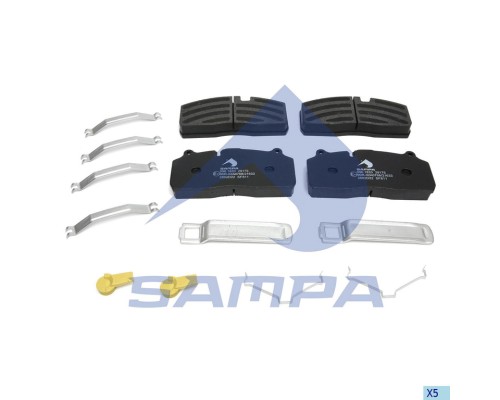 Колодки тормозные КАМАЗ-5490 SAF B9-22S передн./задн. с отв.под пятаки (210х93.8х30мм) (4шт.) SAMPA