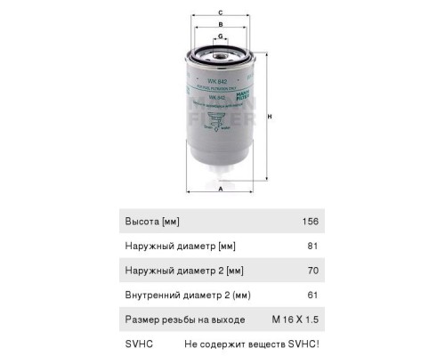 Фильтр топливный FIAT FORD IVECO LANCIA RENAULT VOLVO MANN