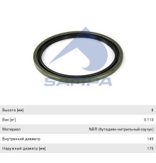 Сальник КАМАЗ-5490 MERCEDES Actros, Axor ступицы задней (145x175x8мм) SAMPA