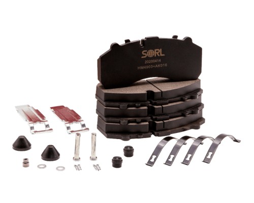 Колодки тормозные КАМАЗ-5490 MERCEDES DAF SCANIA IVECO SAF МАЗ-203 передние/задние (4шт.) SORL