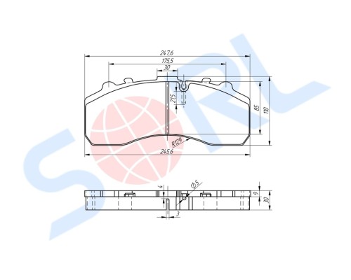 Колодки тормозные КАМАЗ-5490 MERCEDES DAF SCANIA IVECO SAF МАЗ-203 передние/задние (4шт.) SORL