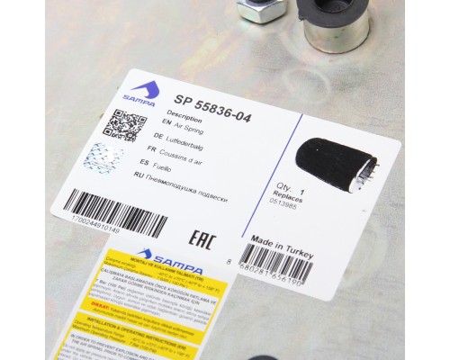 Пневморессора DAF 95 (без стакана) (3 шп.,  1шт. M16х1.5мм с отбойником) SAMPA