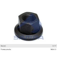 Гайка колеса MAN BPW VOLVO IVECO (M20х1.5/h-27/ключ 30мм) юбка подвижная SAMPA