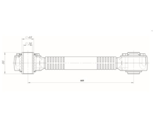 Штанга реактивная НЕФАЗ полуприцепа нерегулируемая с трубчатым РМШ L=669мм (средняя/задн.ось) ROSTAR
