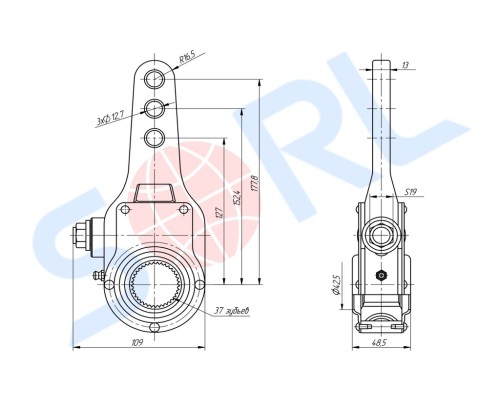 Рычаг тормоза регулировочный КАМАЗ прицепа СЗАП-93271А полуавтоматический SORL