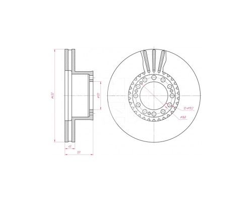 Диск тормозной MAN F2000, TGA передний (432/131х130х45 12n) (1шт.) MARSHALL