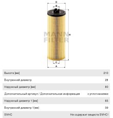 Фильтр масляный MERCEDES Atego, Axor MANN