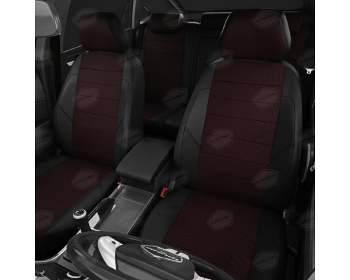Авточехлы ГАЗель Next (1 низкий,  2 высоких) экокожа-жаккард красная точка комплект AVTOLIDER